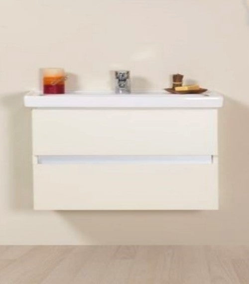 Set promo mobilier baie (masca cu 2 sertare si lavoar) Arthema Frame 80 cm, alb mat