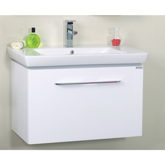 Set Promo mobilier baie (masca cu 1 sertar si lavoar) Arthema Porto 55 cm, alb lucios