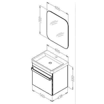 Set promo mobilier baie (masca cu 1 sertar si lavoar) Arthema Revo 60 cm, alb lucios