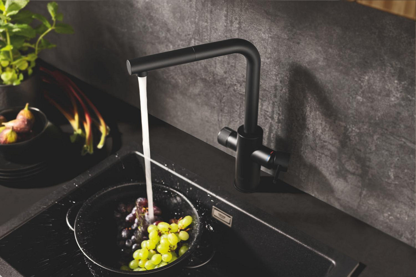 Grohe Blue Pure Minta Baterie bucatarie cu optiune de filtrare, dus extractibil, negru mat