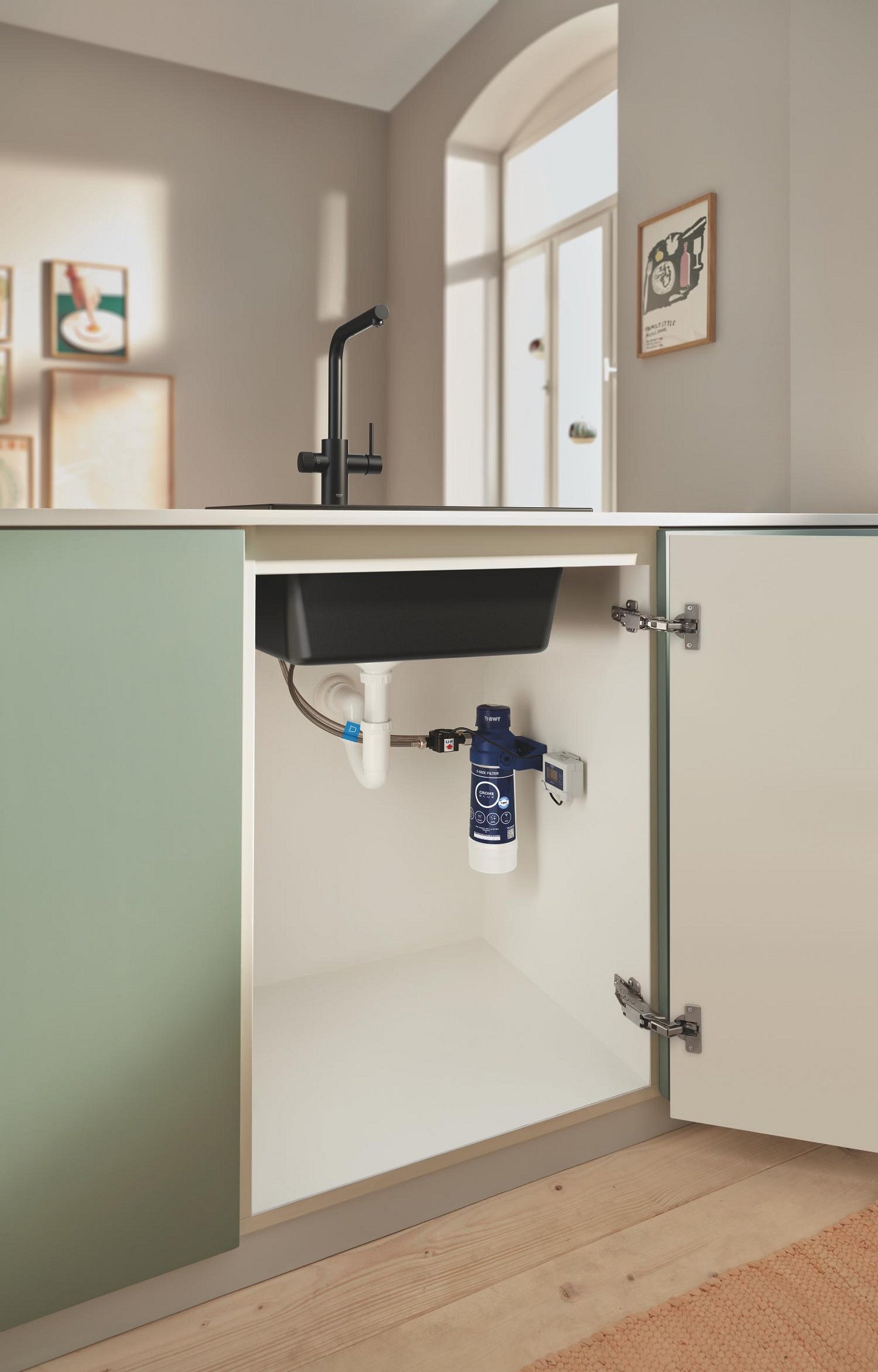 Grohe Blue Pure Minta Baterie bucatarie cu optiune de filtrare, dus extractibil, negru mat