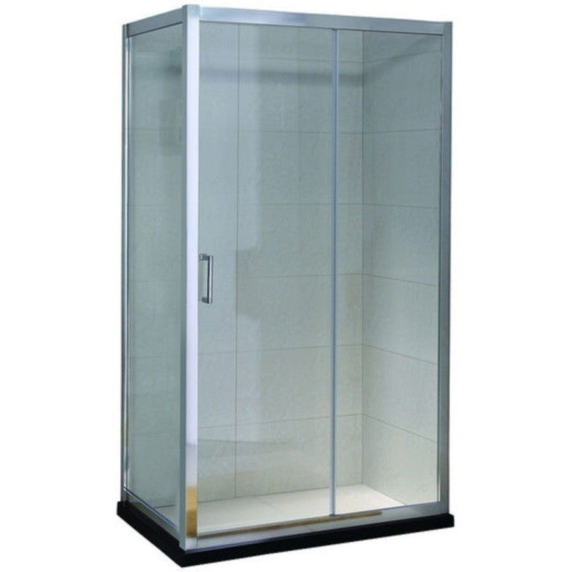 Set promo Cabina dus dreptunghiulara cu usa glisanta Belform Clear 100x80 cm si cadita