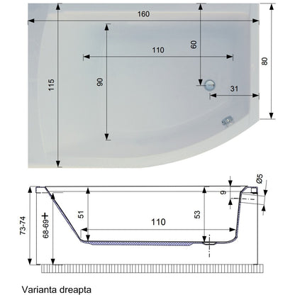 Belform Magnus Cada hidromasaj DuoLight-S3 160x115 cm