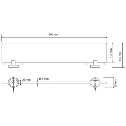 Bemeta Dark Polita din sticla 60 cm, negru
