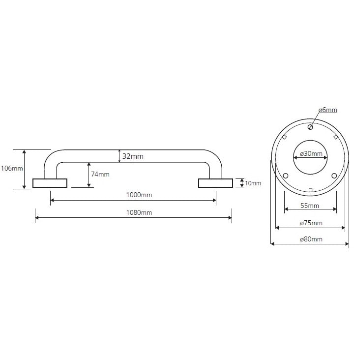 Bemeta Help Bara de sprijin 100 cm, inox