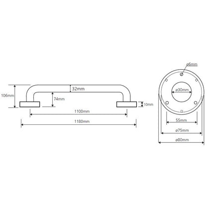 Bemeta Help Bara de sprijin 110 cm, alb