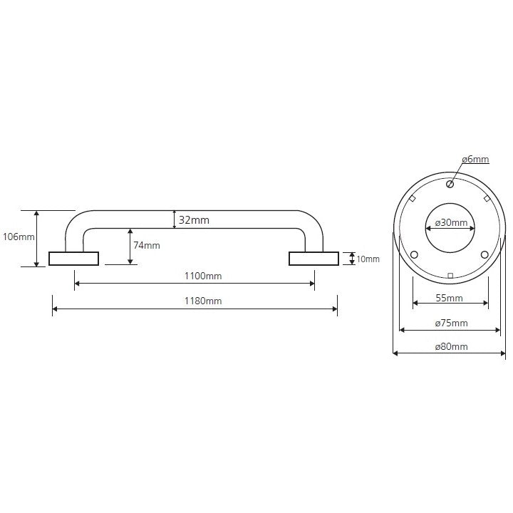 Bemeta Help Bara de sprijin 110 cm, inox