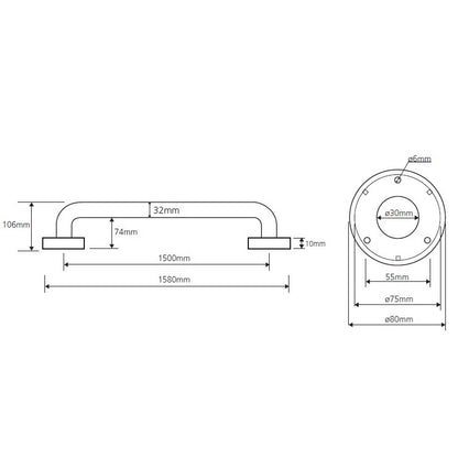 Bemeta Help Bara de sprijin 150 cm, alb