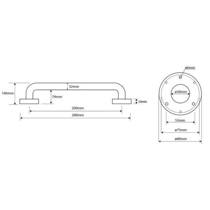 Bemeta Help Bara de sprijin 20 cm, inox
