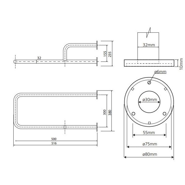 Bemeta Help Bara de sprijin 52 cm, alb