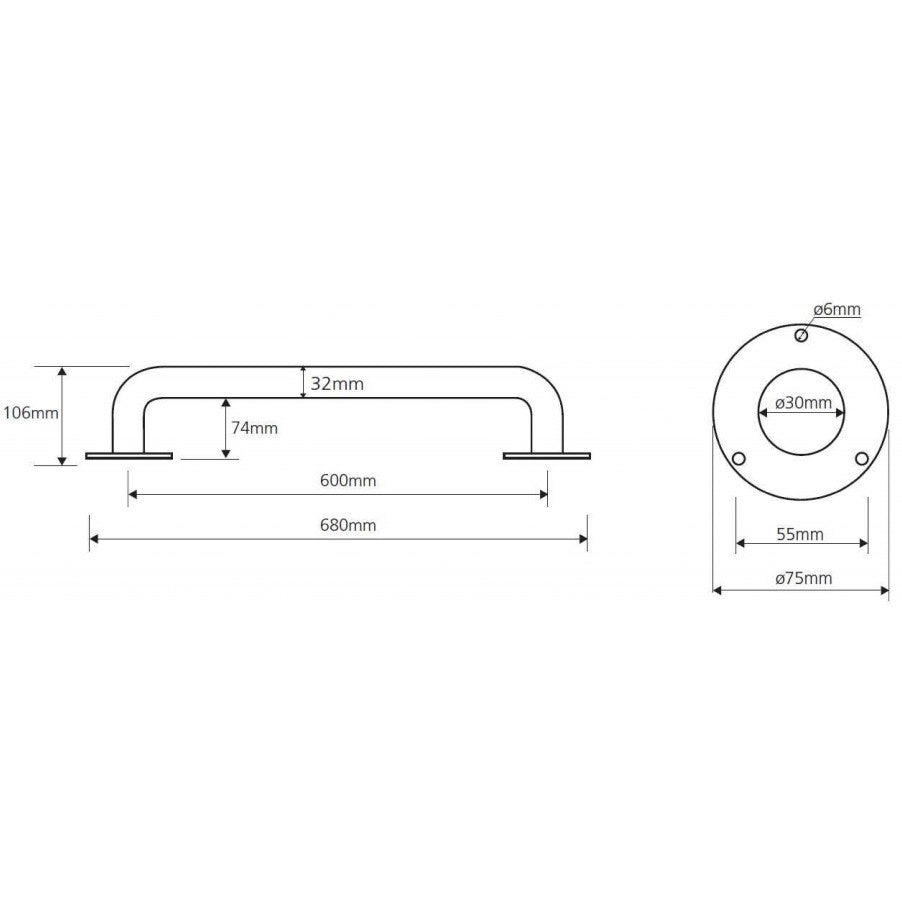 Bemeta Help Bara de sprijin 60 cm, alb
