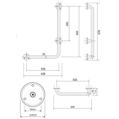 Bemeta Help Bara de sprijin 63 cm, H68 cm, alb