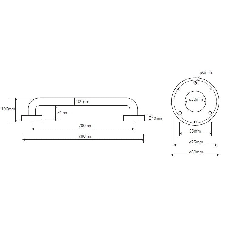 Bemeta Help Bara de sprijin 70 cm, inox