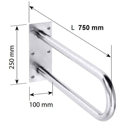 Bemeta Help Bara de sprijin 75 cm, inox lucios, montaj ascuns