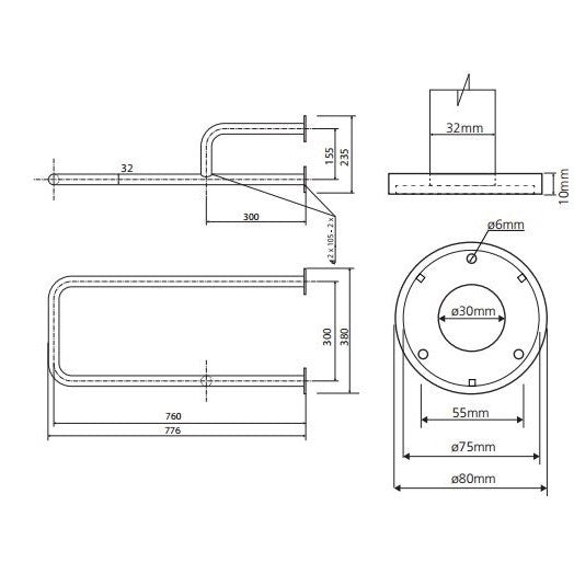 Bemeta Help Bara de sprijin 78 cm, inox