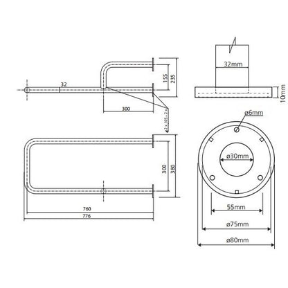 Bemeta Help Bara de sprijin 78 cm, inox