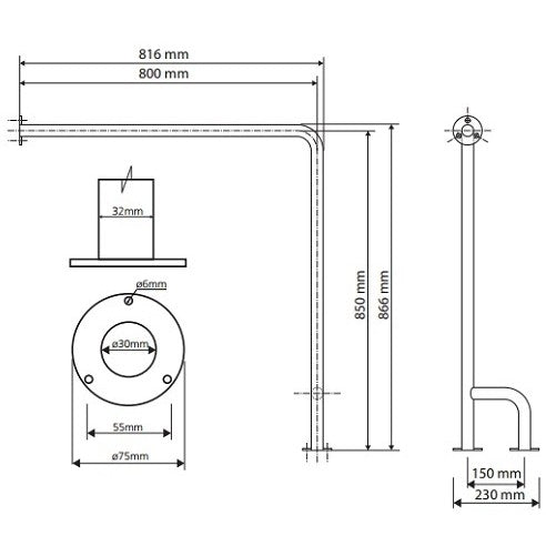 Bemeta Help Bara de sprijin 84 cm, inox