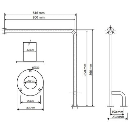 Bemeta Help Bara de sprijin 84 cm, inox