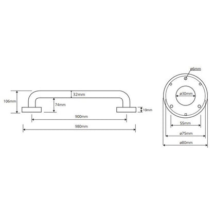 Bemeta Help Bara de sprijin 90 cm, inox