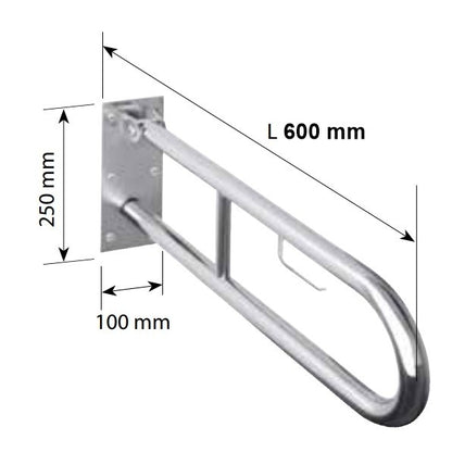 Bemeta Help Bara de sprijin rabatabila inox cu suport hartie 60 cm, crom lucios