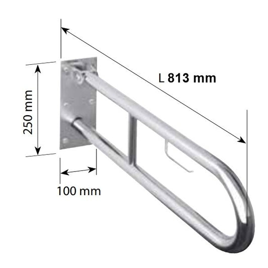 Bemeta Help Bara de sprijin rabatabila cu suport hartie 81 cm, inox mat, montaj ascuns