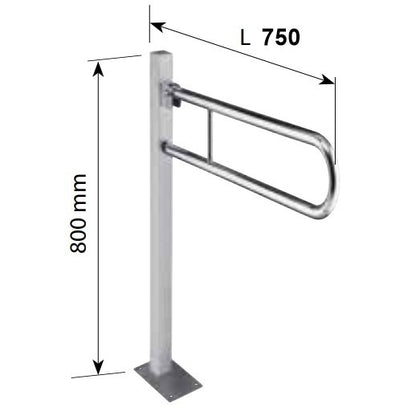 Bemeta Help Bara de sprijin rabatabila freestanding 75 cm, alb, montaj ascuns