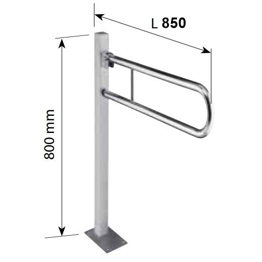 Bemeta Help Bara de sprijin rabatabila freestanding 85 cm, inox mat, montaj ascuns