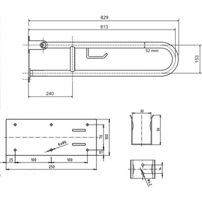 Bemeta Help Bara de sprijin reversibila cu suport pentru hartie 81 cm, alb