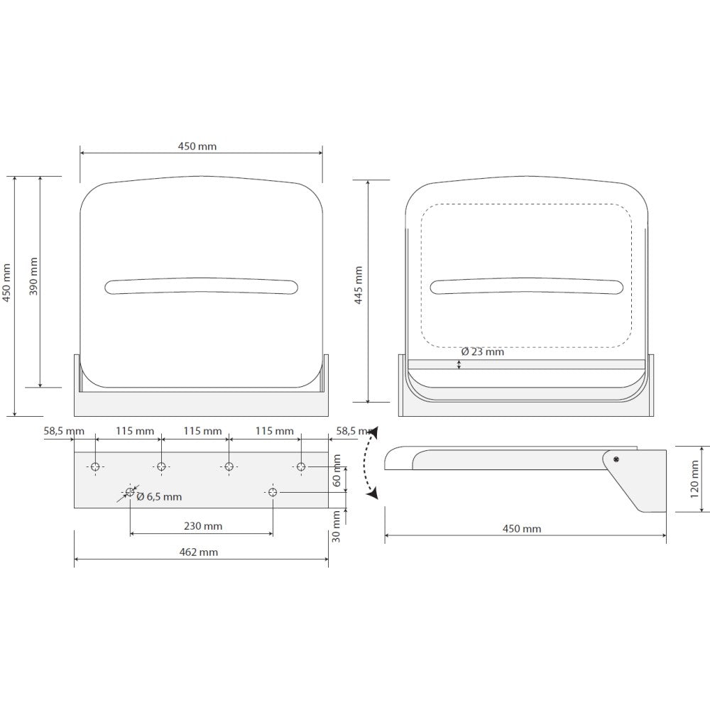 Scaun dus suspendat pentru persoane cu dizabilitati Bemeta Help, alb