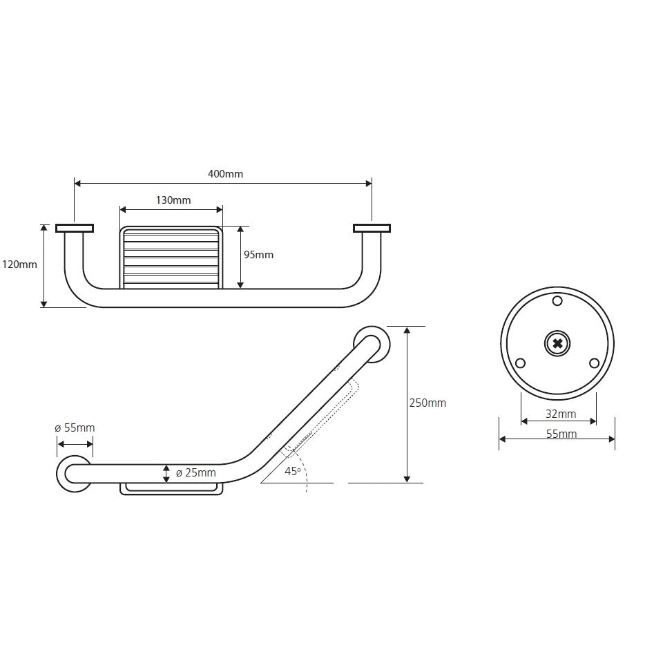 Bemeta Hotel Bara de sprijin 46 cm cu savoniera integrata, inox