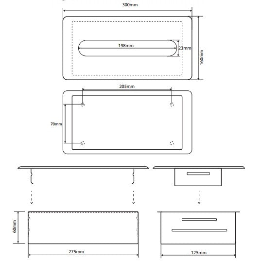 Bemeta Hotel Dispenser servetele incastrat, inox mat
