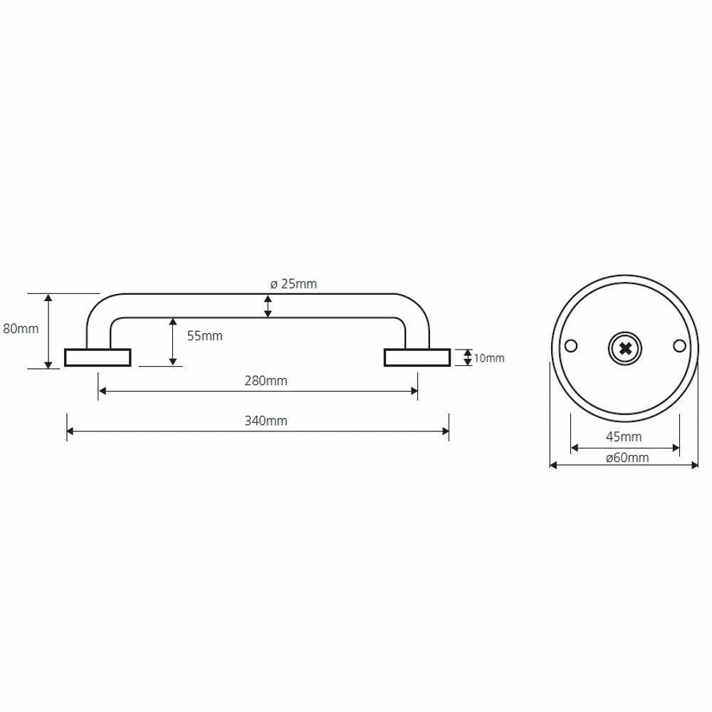 Bemeta Hotel Equipment Bara de sprijin 34 cm, inox