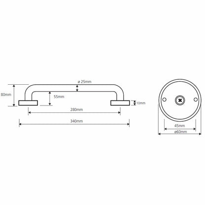Bemeta Hotel Equipment Bara de sprijin 34 cm, inox