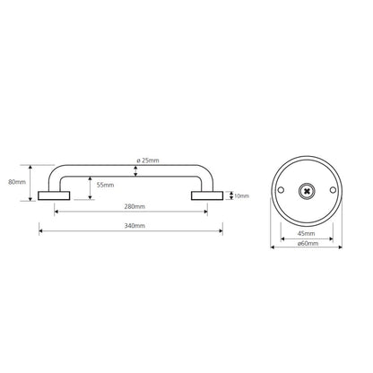 Bemeta Hotel Equipment Bara de sprijin 34 cm, inox