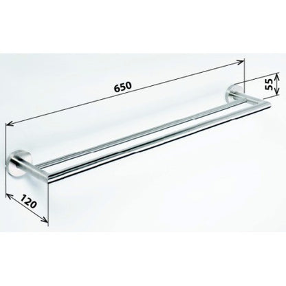 Bemeta Neo Suport prosop baie tip bara dubla 65 cm, inox