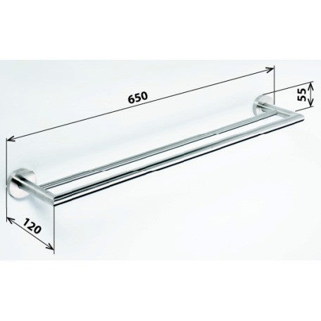 Bemeta Neo Suport prosop baie tip bara dubla 65 cm, inox