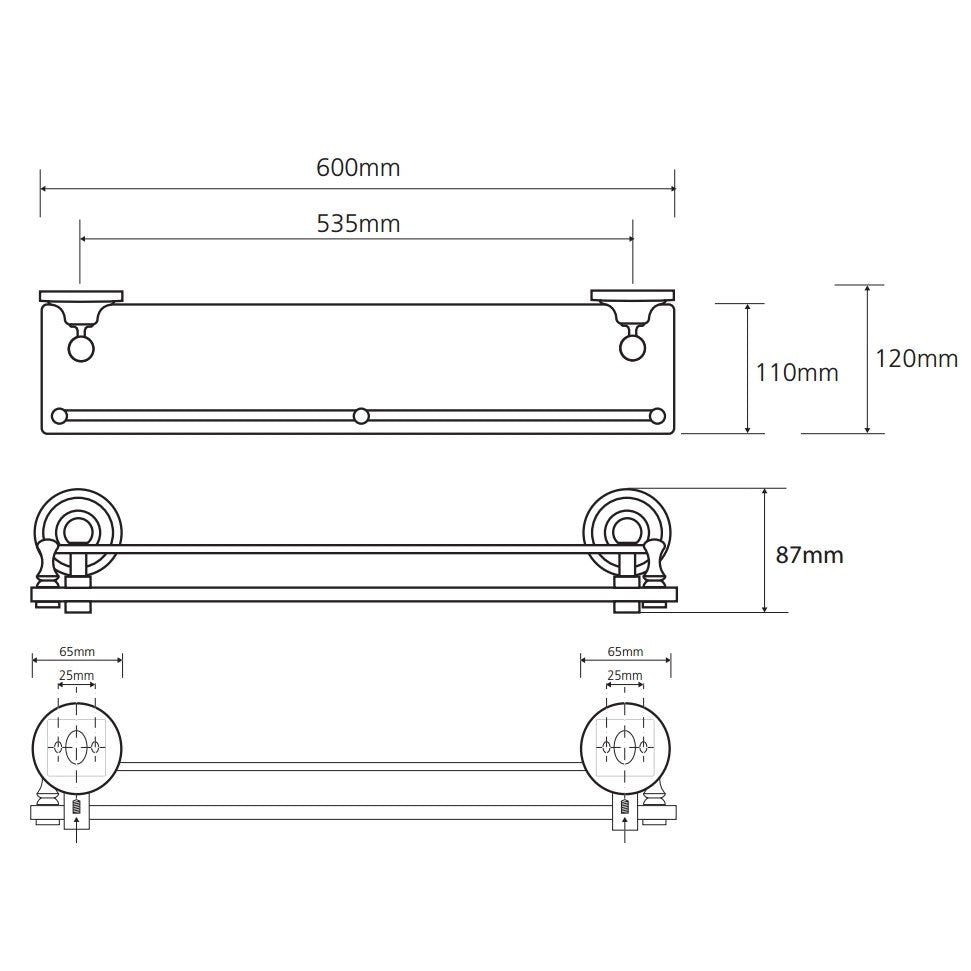 Bemeta Retro Polita din sticla cu margine cromata
