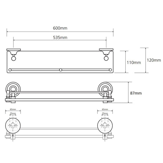 Bemeta Retro Polita din sticla cu margine bronz