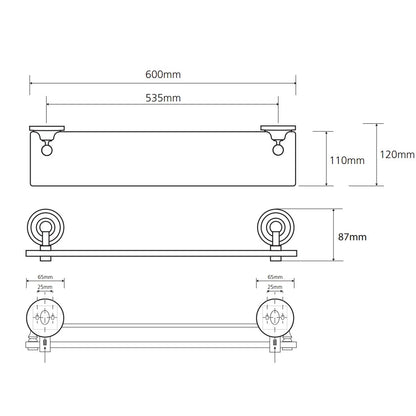Bemeta Retro Polita din sticla cu prinderi auriu/crom
