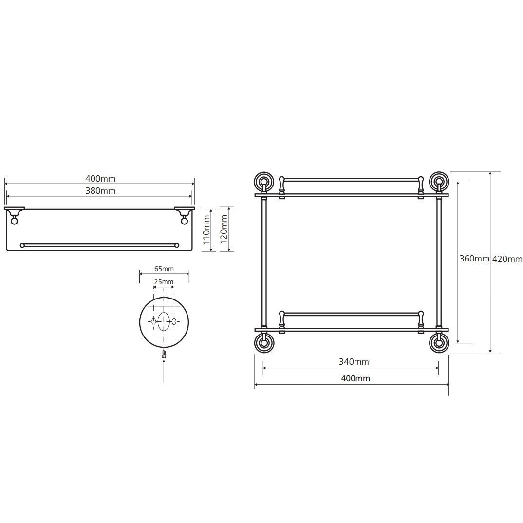 Bemeta Retro Polita dubla din sticla, cromata