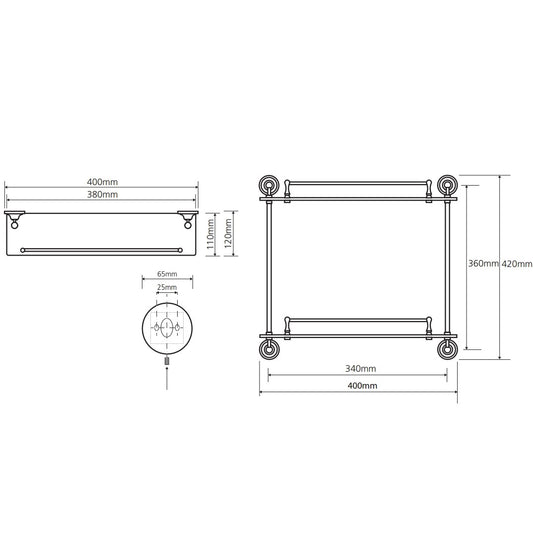 Bemeta Retro Polita dubla din sticla, cromata