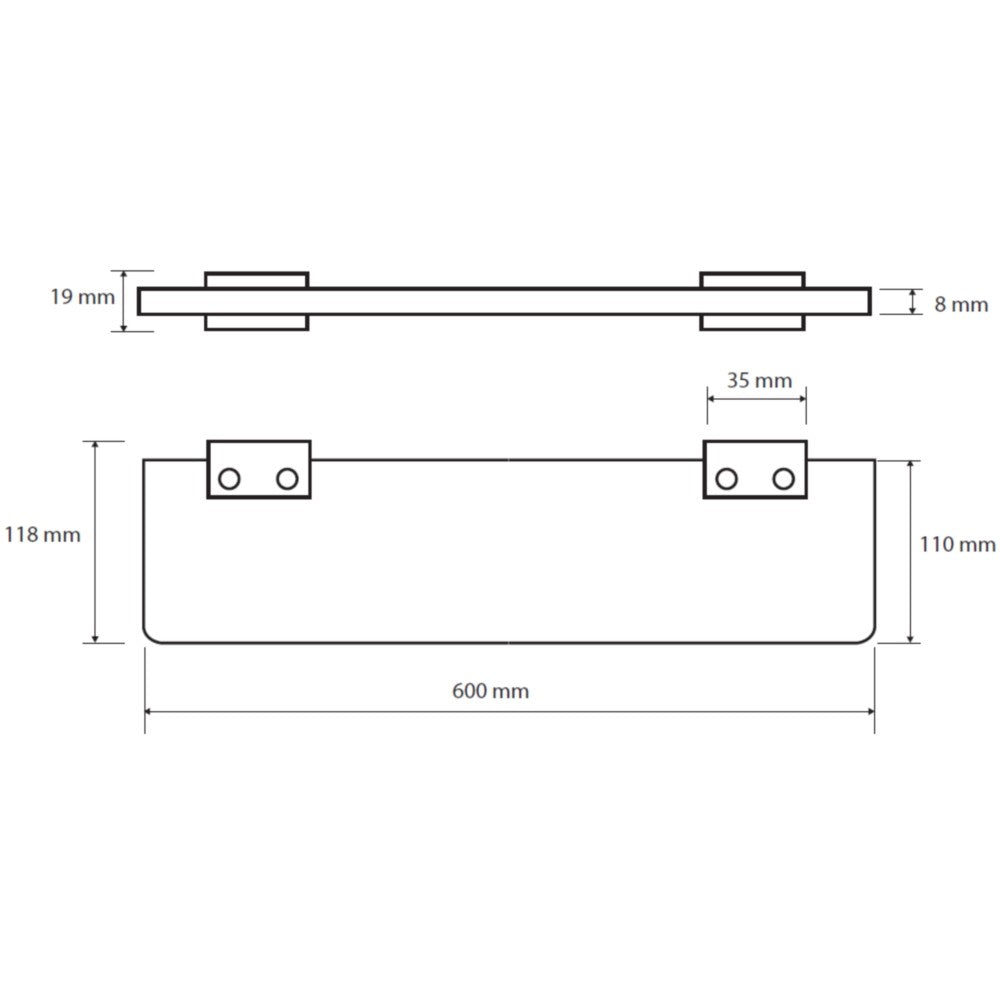 Bemeta Via Polita din sticla 60 cm, crom mat