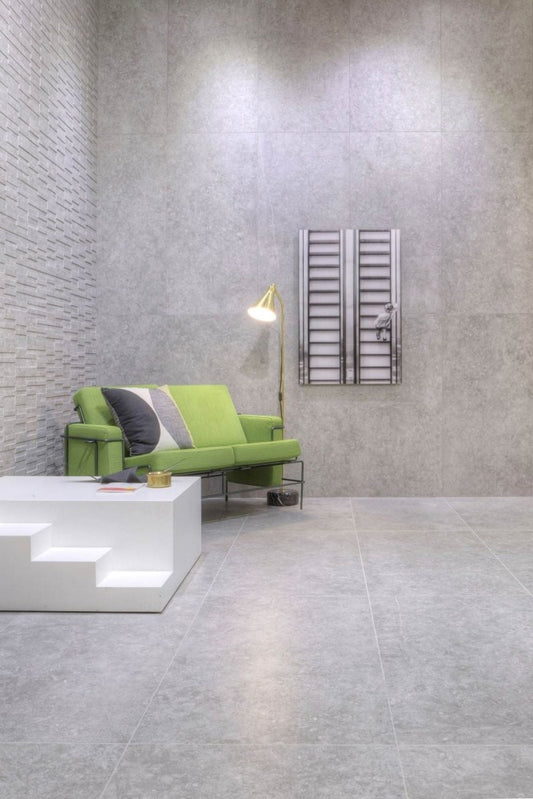Gresie exterior portelanata rectificata gri 60x120 cm, Marazzi Mystone Bluestone Piombo Strutturato