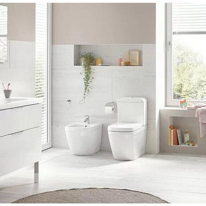 Set Vas WC pe pardoseala cu capac si bideu Grohe Euro Ceramic Rimless 37x54 cm evacuare orizontala sau verticala, lipit de perete
