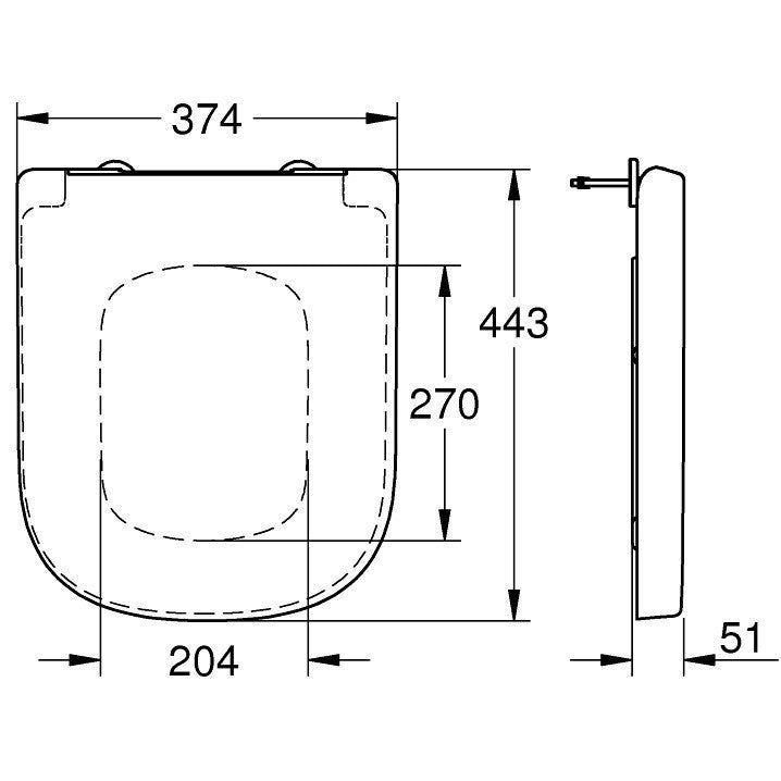 Set Vas WC pe pardoseala cu capac si bideu Grohe Euro Ceramic Rimless 37x54 cm evacuare orizontala sau verticala, lipit de perete