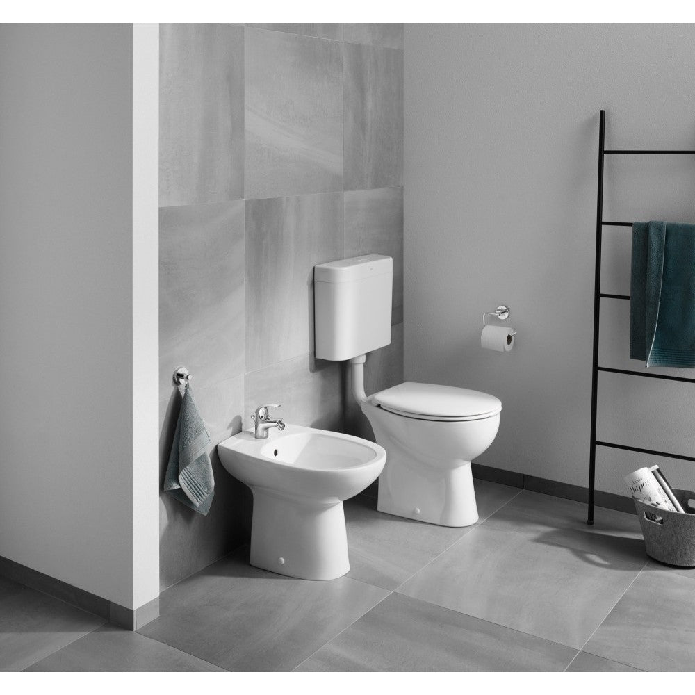 Set Vas WC pe pardoseala cu capac si bideu Grohe Bau Ceramic Rimless 36x52 cm evacuare orizontala