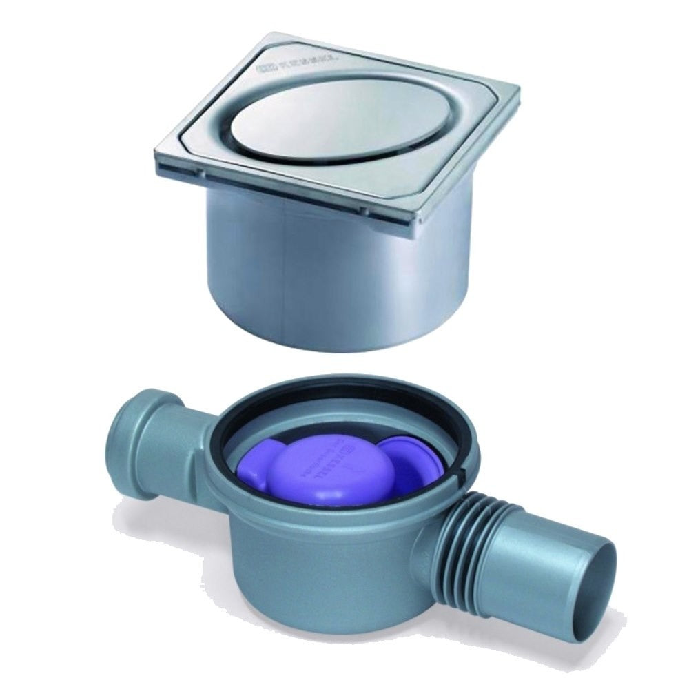 Set promo Sifon pardoseala Kessel System 100 cu intrare laterala si capac oval