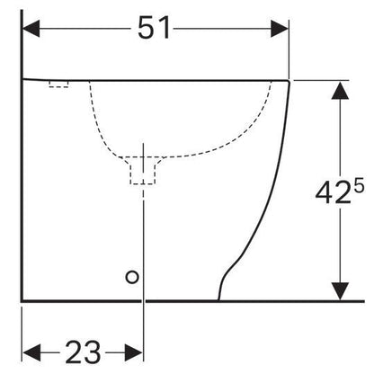 Set Vas WC pe pardoseala cu capac si bideu Geberit Acanto Rimfree 35x51 cm evacuare orizontala sau verticala, lipit de perete