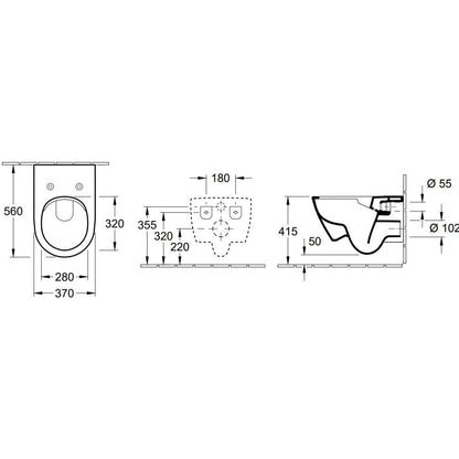 Set Vas WC suspendat cu capac si bideu Villeroy & Boch Subway 2.0 37x56 cm evacuare orizontala, sistem spalare DirectFlush