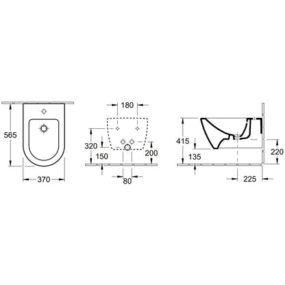 Set Vas WC suspendat cu capac si bideu Villeroy & Boch Subway 2.0 37x56 cm evacuare orizontala, sistem spalare DirectFlush